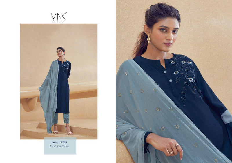 Vink Shimmer Silk Designer KurtI With Dupatta And Pant
