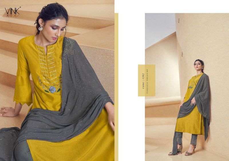 Vink Shimmer Silk Designer KurtI With Dupatta And Pant