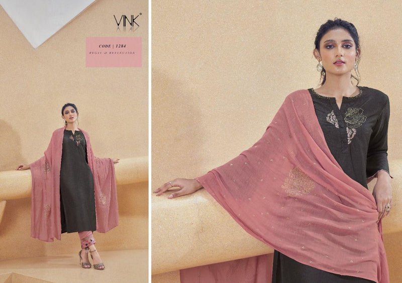 Vink Shimmer Silk Designer KurtI With Dupatta And Pant