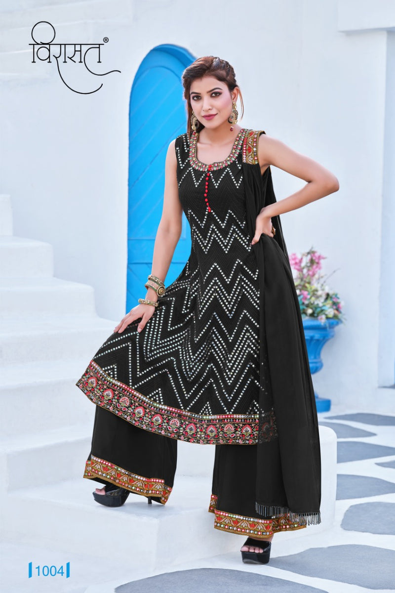Virasat Resham Georrgette With Embroidery Work Designer Sharara Suit