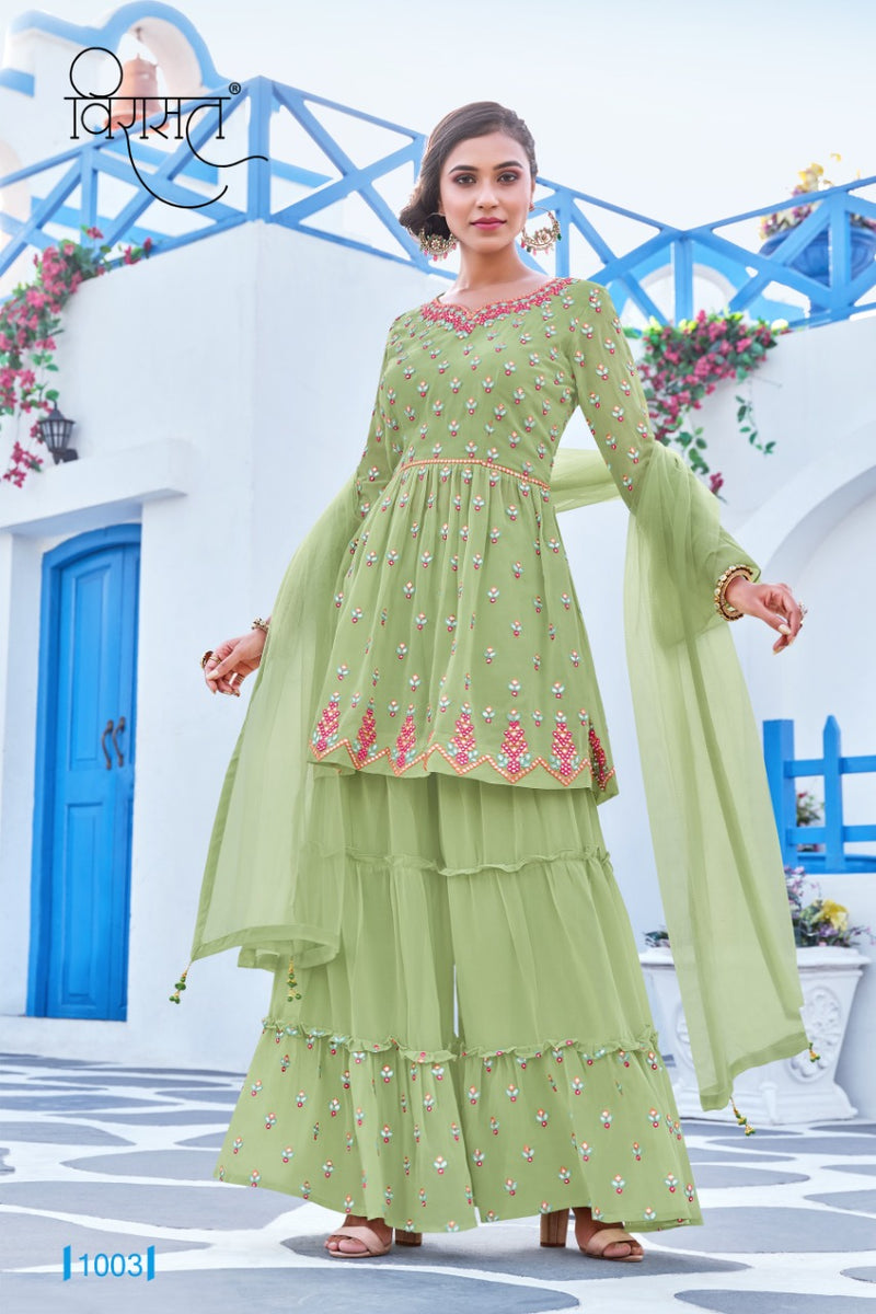 Virasat Resham Georrgette With Embroidery Work Designer Sharara Suit