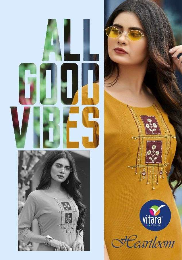 Vitara Fashion Heartloom Fancy Heavy Rayon Embroidery Work Kurti