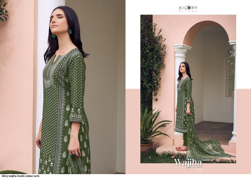 Kilory Trends Wajiha Muslin Printed With Heavy Embroidery Work Stylish Designer Party wear Salwar Kameez