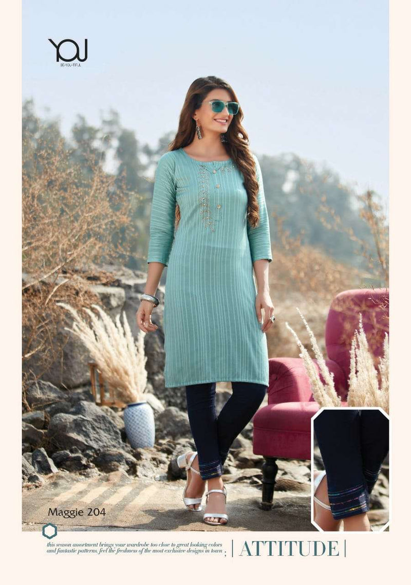 Wanna Maggie Vol 2 Rayon Stylish Fancy Party Wear Kurtis With Bottom & Banarasi Dupatta