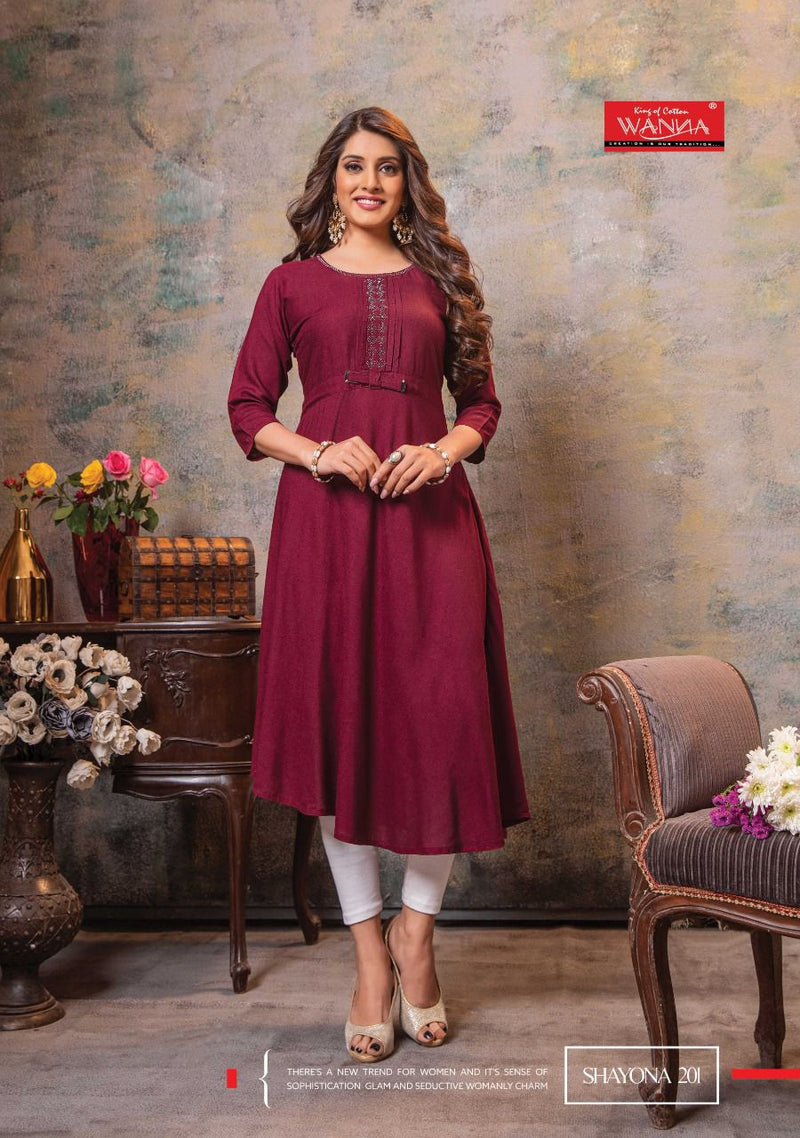 Wanna Shayona Vol 2 Rayon Stylish Fancy Party Wear Kurtis
