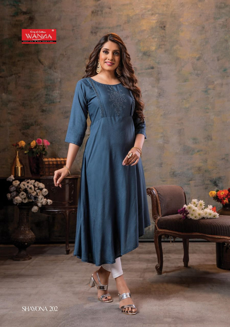 Wanna Shayona Vol 2 Rayon Stylish Fancy Party Wear Kurtis