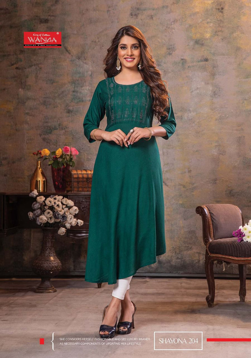 Wanna Shayona Vol 2 Rayon Stylish Fancy Party Wear Kurtis