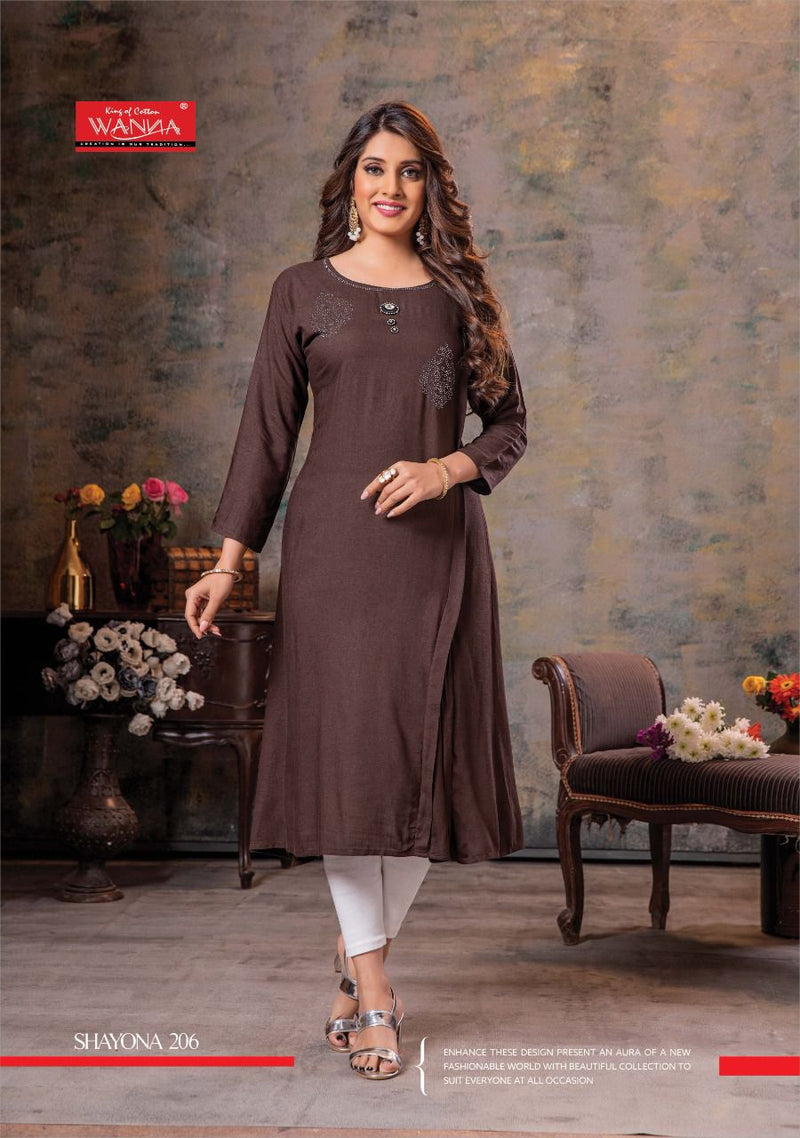 Wanna Shayona Vol 2 Rayon Stylish Fancy Party Wear Kurtis