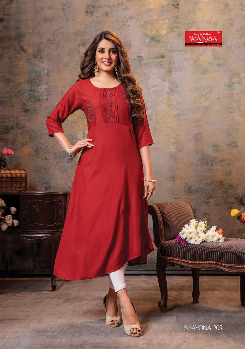 Wanna Shayona Vol 2 Rayon Stylish Fancy Party Wear Kurtis