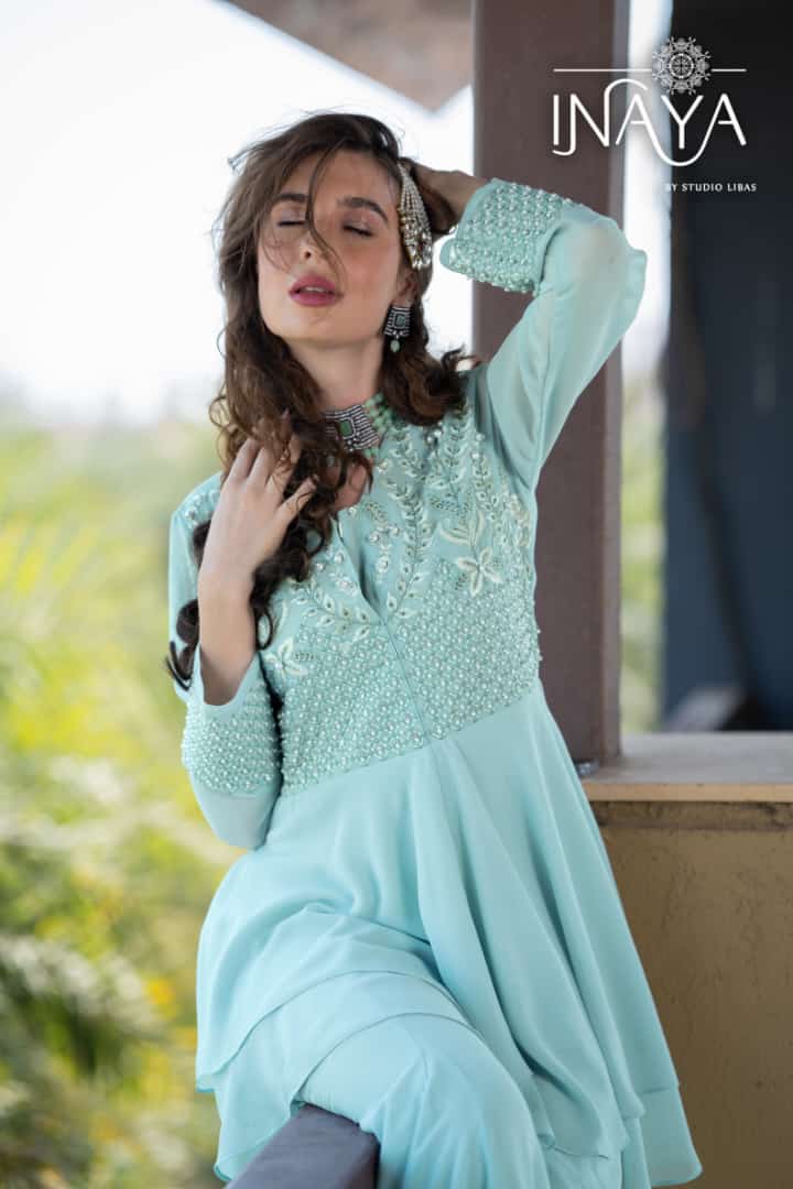 Inaya Wedding Affair Georgette With Heavy Embroidery Work Stylish Designer Beautiful Sharara Kurti