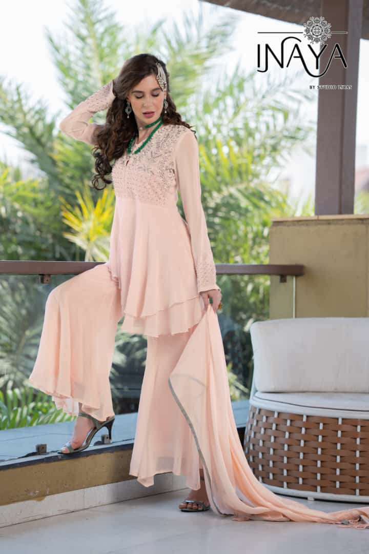 Inaya Wedding Affair Georgette With Heavy Embroidery Work Stylish Designer Beautiful Sharara Kurti