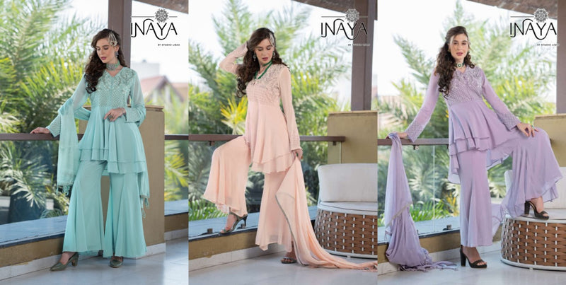 Inaya Wedding Affair Georgette With Heavy Embroidery Work Stylish Designer Beautiful Sharara Kurti