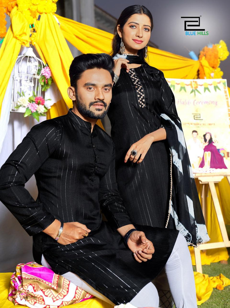 Blue Hills Wedding Bells Couple Edition Lurex Party  Wear Kurti