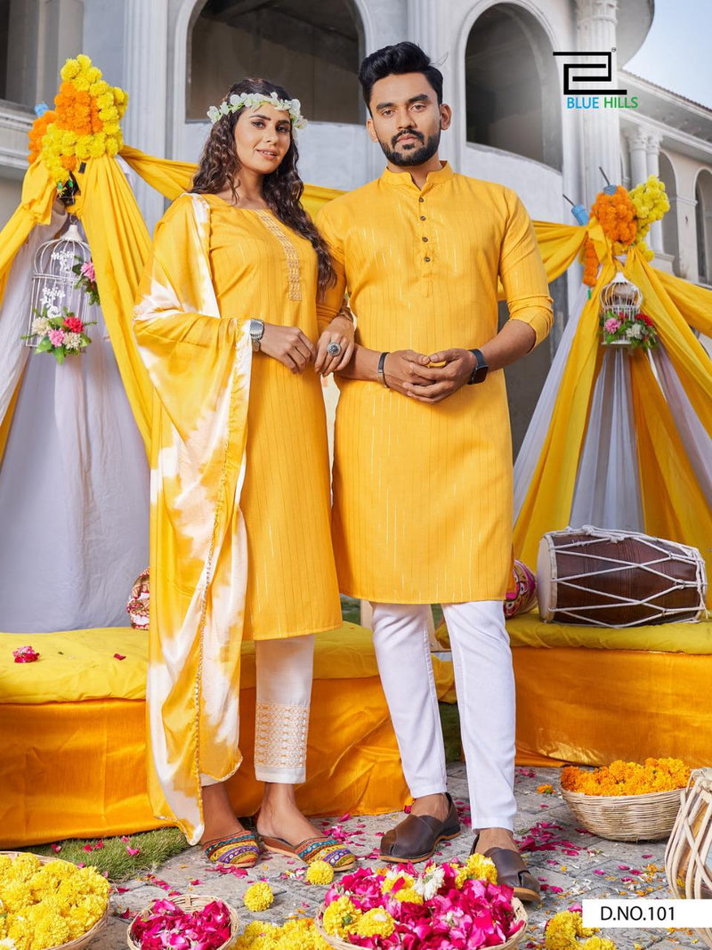 Blue Hills Wedding Bells Couple Edition Lurex Party  Wear Kurti