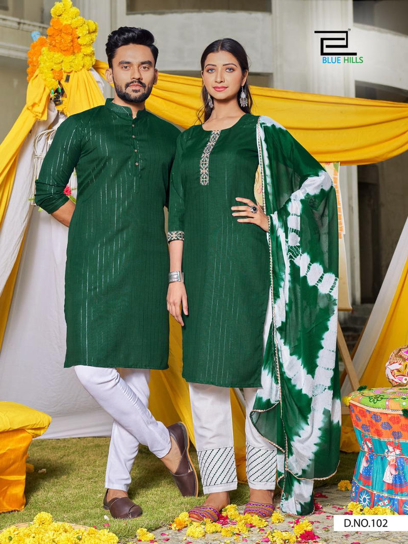 Blue Hills Wedding Bells Couple Edition Lurex Party  Wear Kurti