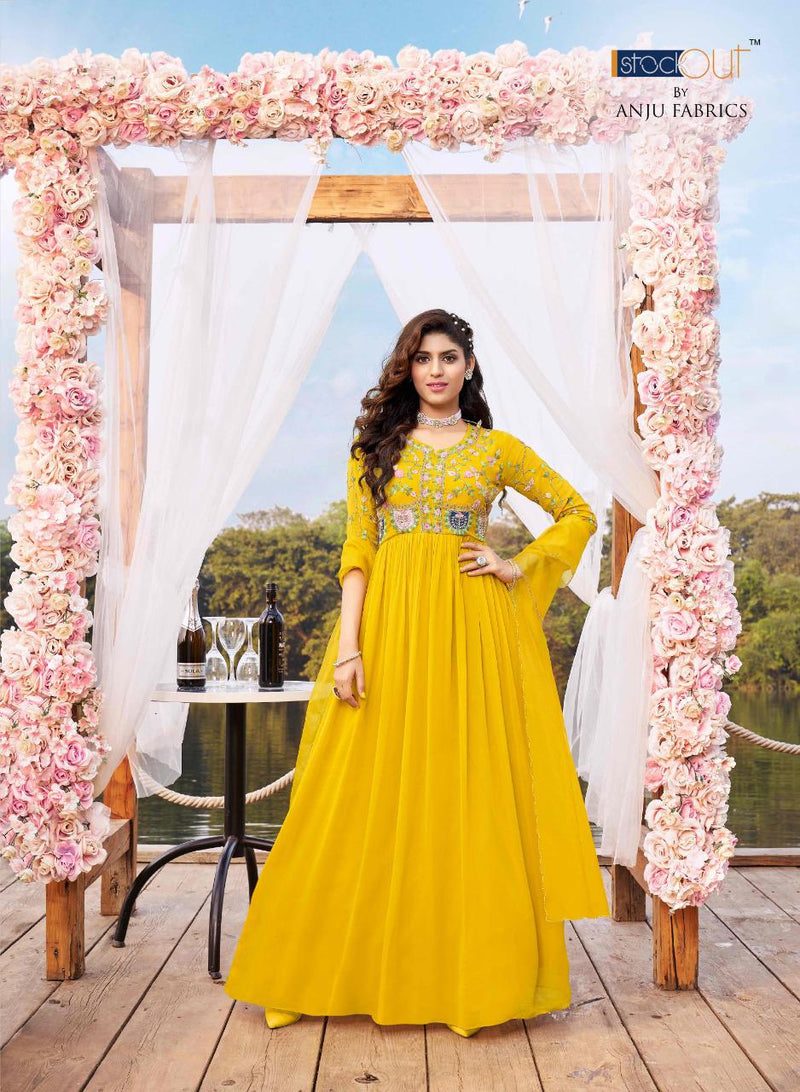 Anju Fabrics Wedding Masti Georgette With Heavy Beautiful Embroidery Work Stylish Designer Long Gown