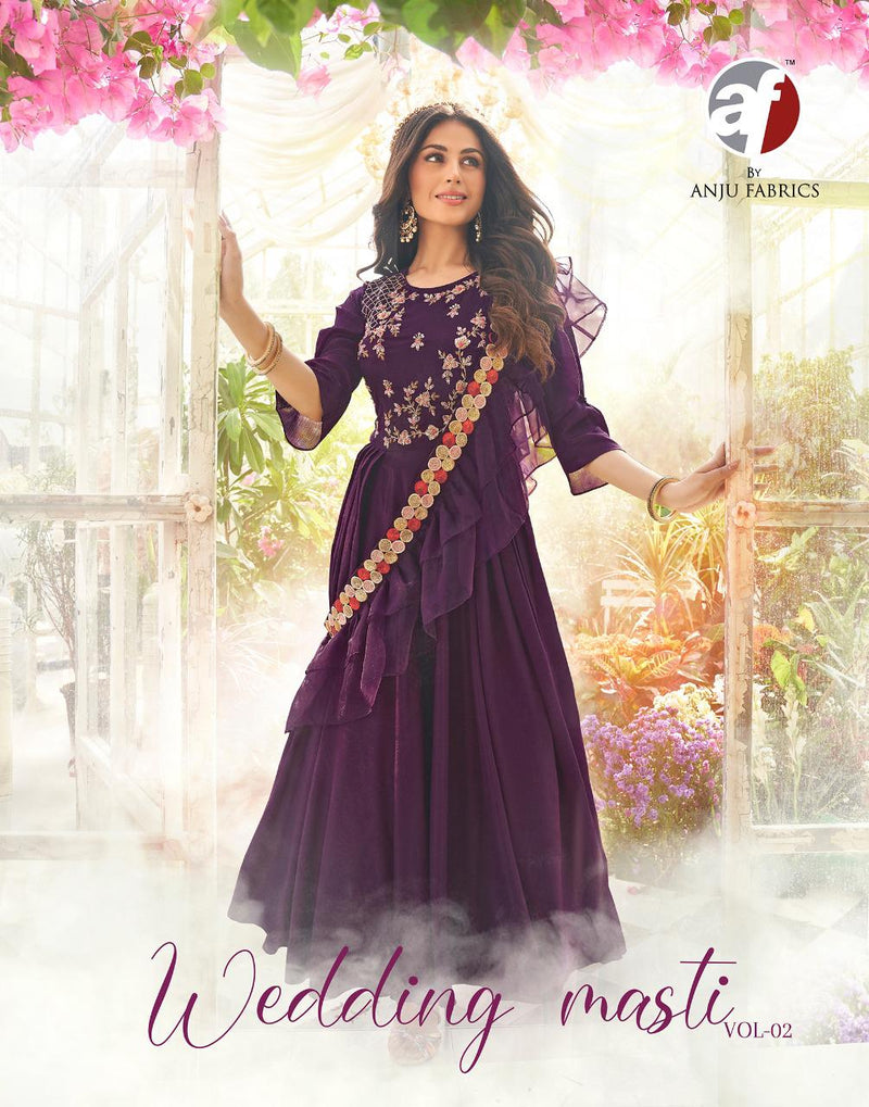 Anju Fabs Wedding Musti Vol 2 Chiffon Beautiful Hand Work Stylish Designer Party Wear Long Gown