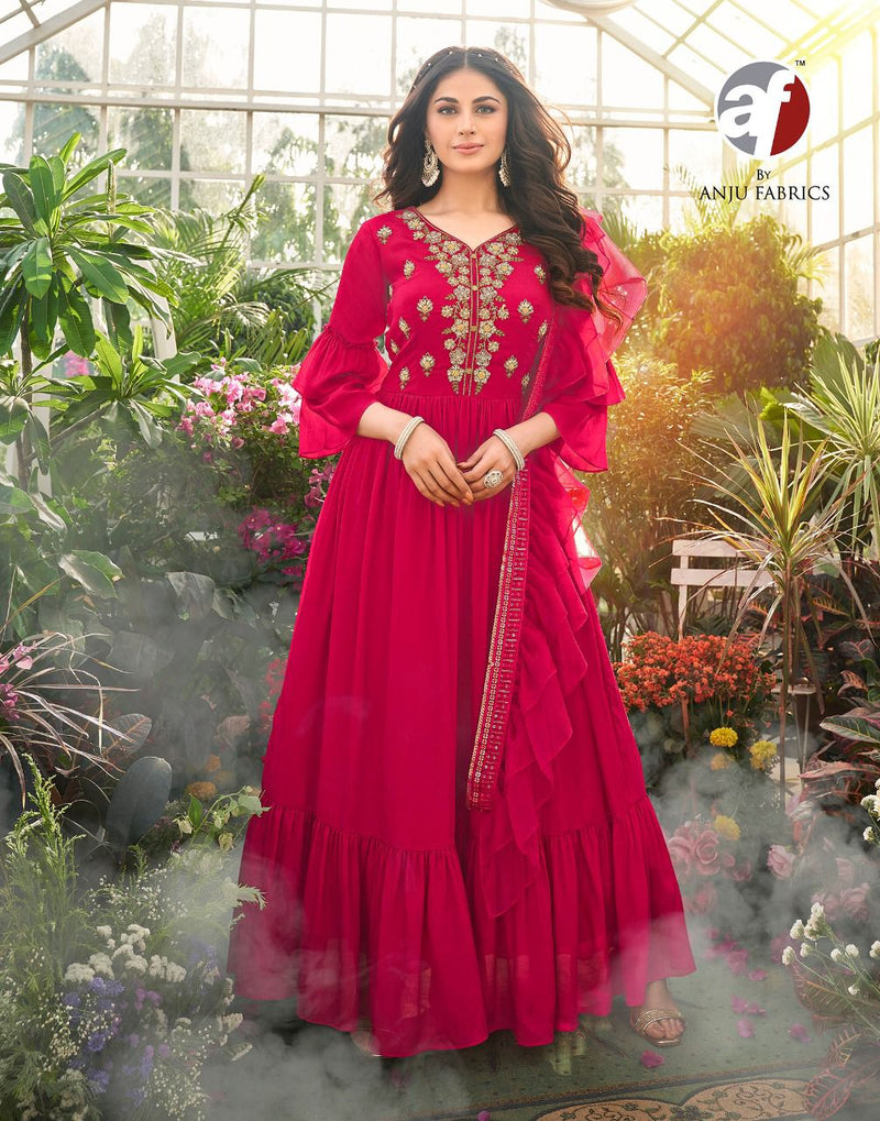 Anju Fabs Wedding Musti Vol 2 Chiffon Beautiful Hand Work Stylish Designer Party Wear Long Gown