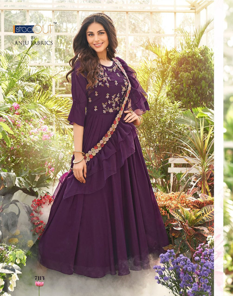 Anju Fabs Wedding Musti Vol 2 Chiffon Beautiful Hand Work Stylish Designer Party Wear Long Gown