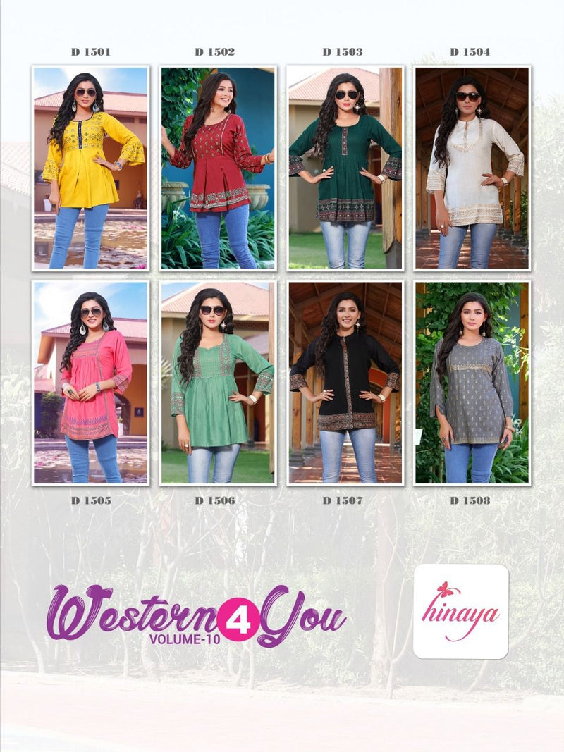 Hinaya Western 4 You Vol 10 Rayon Fancy Short Top Style Daily Wear Kurtis