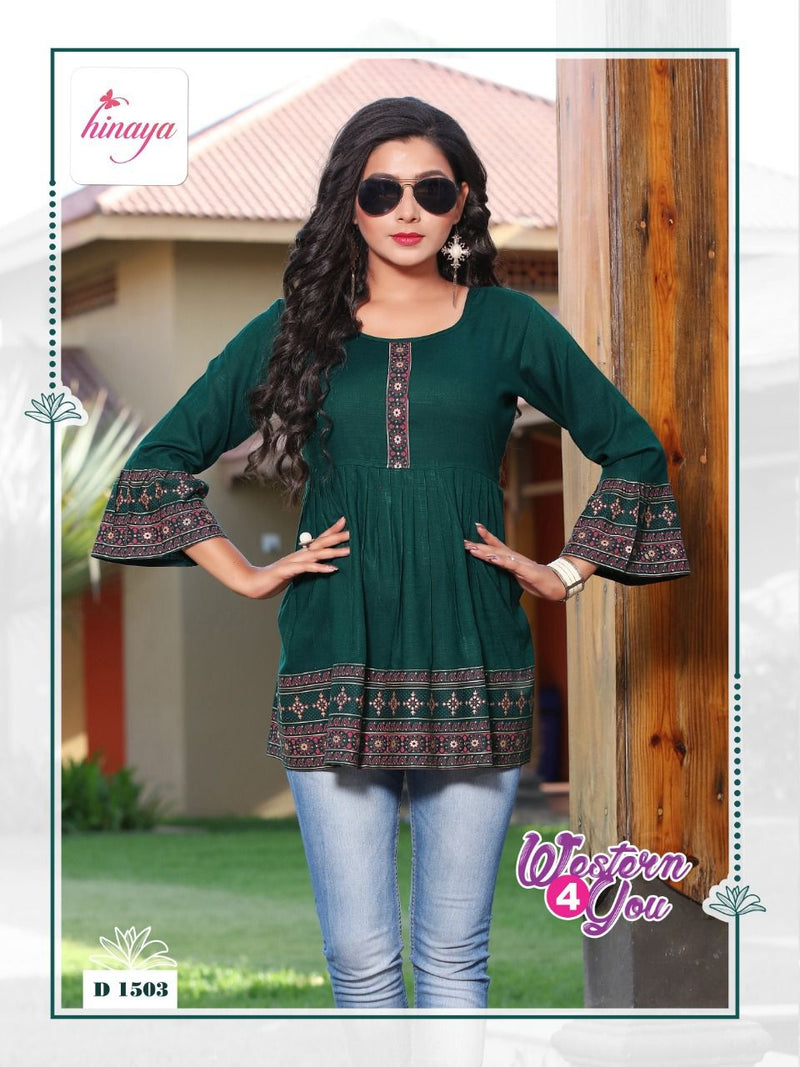 Hinaya Western 4 You Vol 10 Rayon Fancy Short Top Style Daily Wear Kurtis
