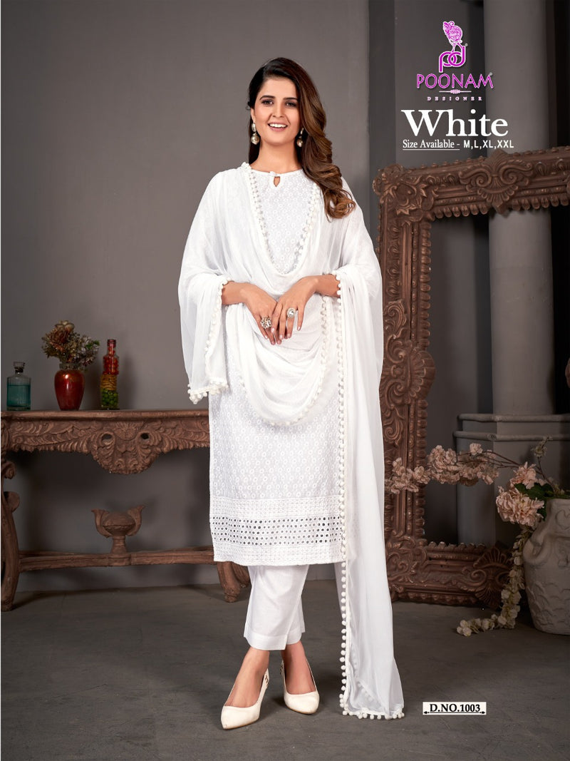 Poonam White Rayon With Beautiful Look Stylish Designer Festive Wear Attractive Look Fancy Kurti
