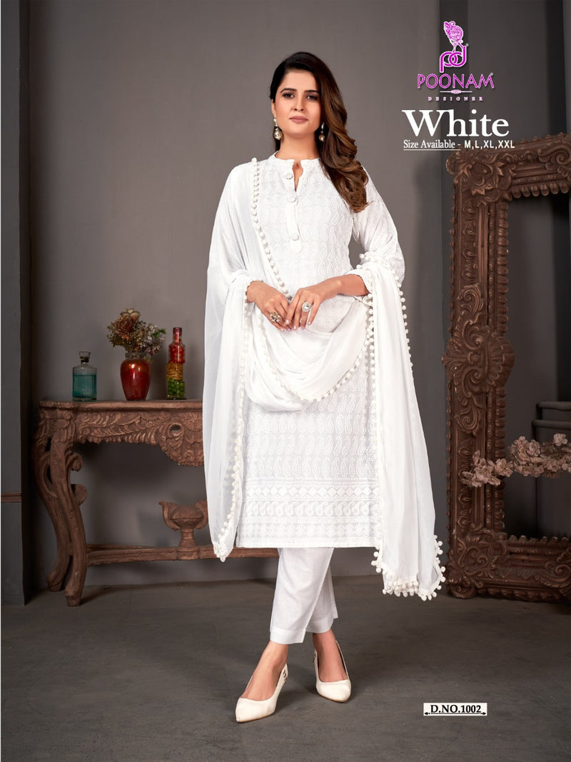 Poonam White Rayon With Beautiful Look Stylish Designer Festive Wear Attractive Look Fancy Kurti