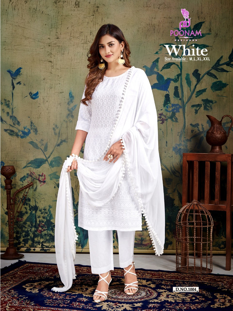 Poonam White Rayon With Beautiful Look Stylish Designer Festive Wear Attractive Look Fancy Kurti
