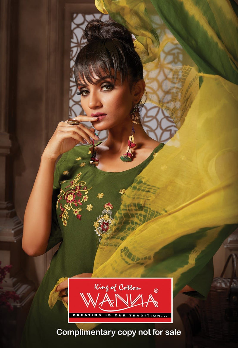 Wanna Launch Bell Bottom Rayon With Embroidery Work Designer Long Straight Fancy Kurtis