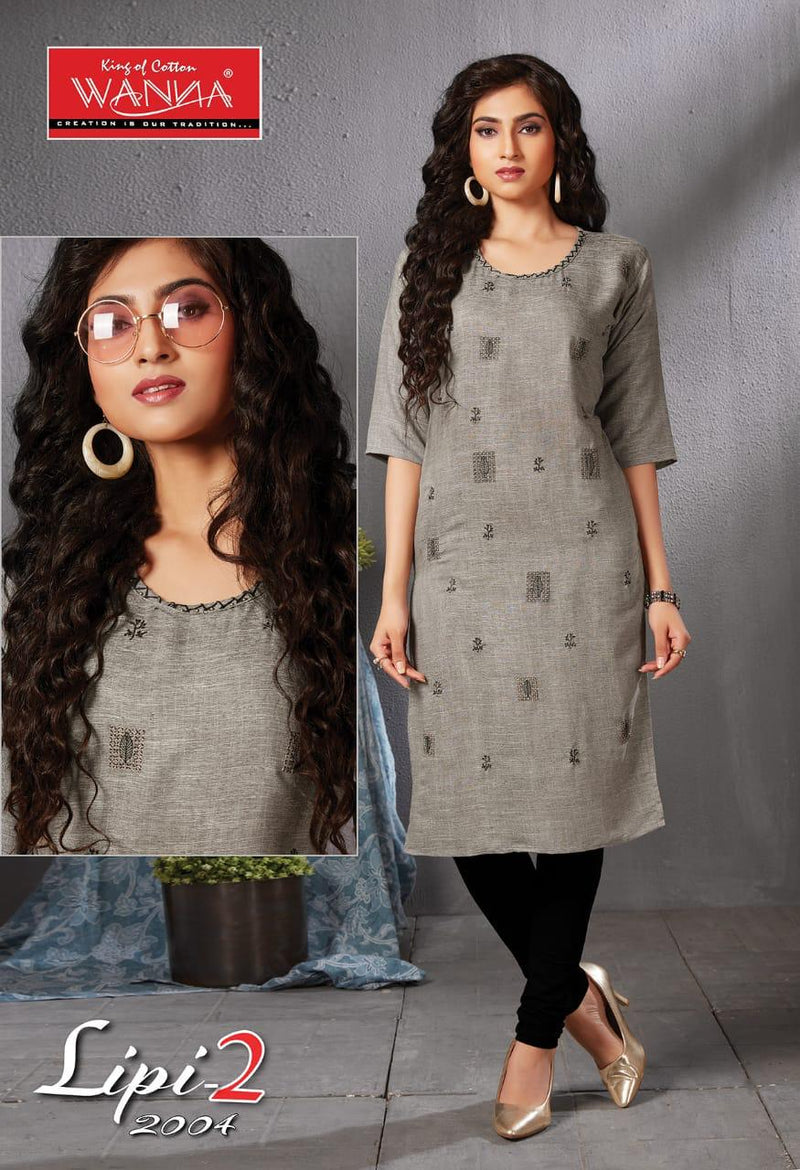 Wanna Lipi Vol 2 Rayon Embroidery Work Heavy Look Long Straight Casual Wear Fancy Kurits