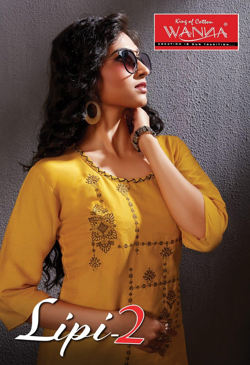 Wanna Lipi Vol 2 Rayon Embroidery Work Heavy Look Long Straight Casual Wear Fancy Kurits