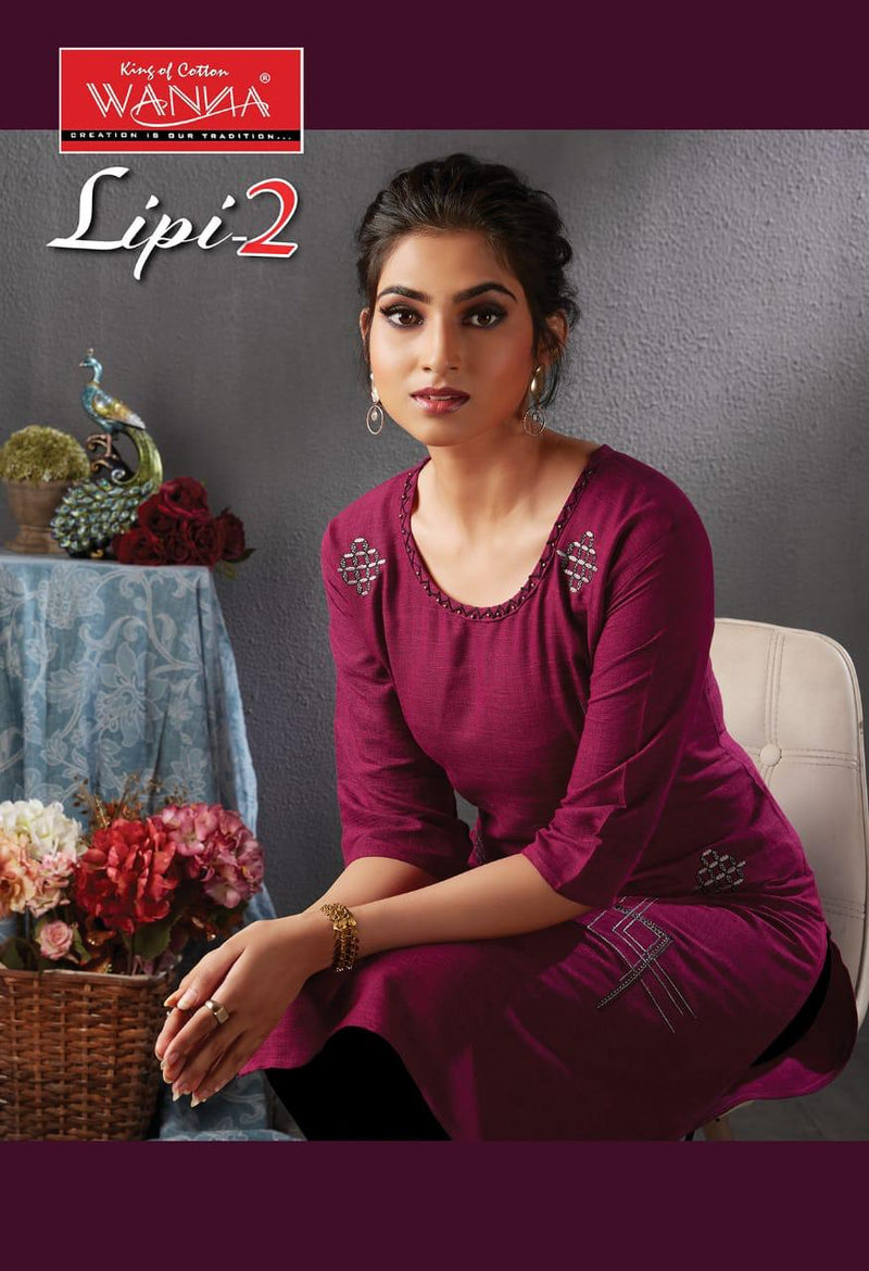 Wanna Lipi Vol 2 Rayon Embroidery Work Heavy Look Long Straight Casual Wear Fancy Kurits