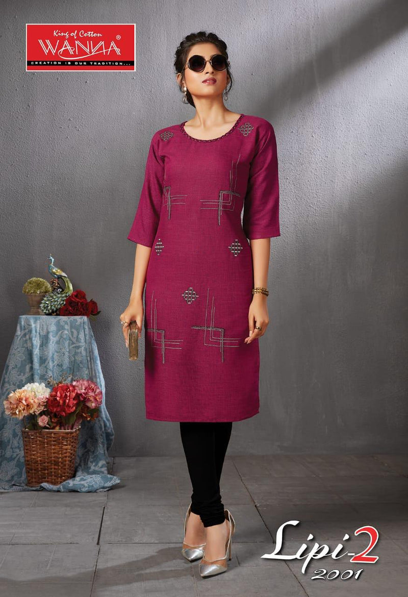 Wanna Lipi Vol 2 Rayon Embroidery Work Heavy Look Long Straight Casual Wear Fancy Kurits