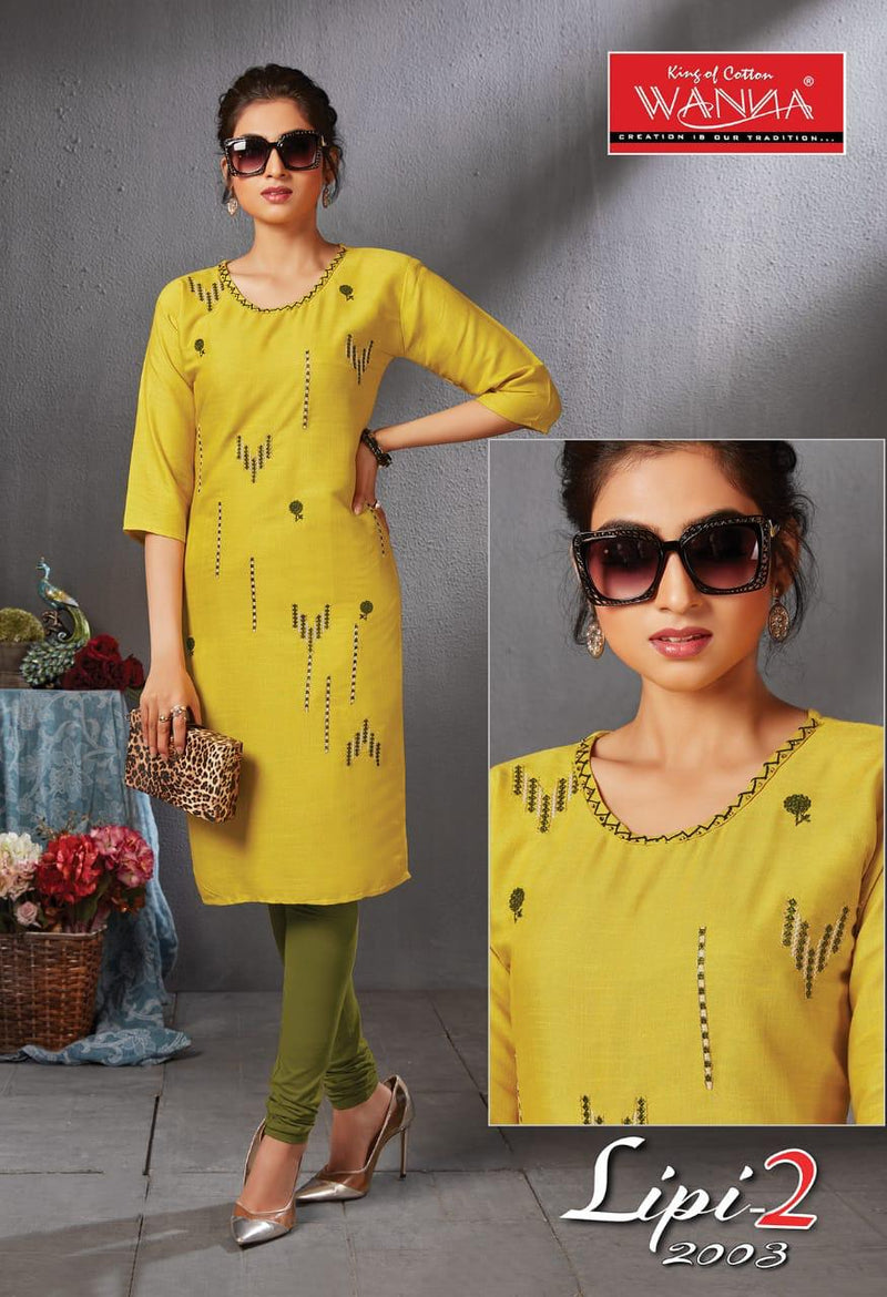 Wanna Lipi Vol 2 Rayon Embroidery Work Heavy Look Long Straight Casual Wear Fancy Kurits