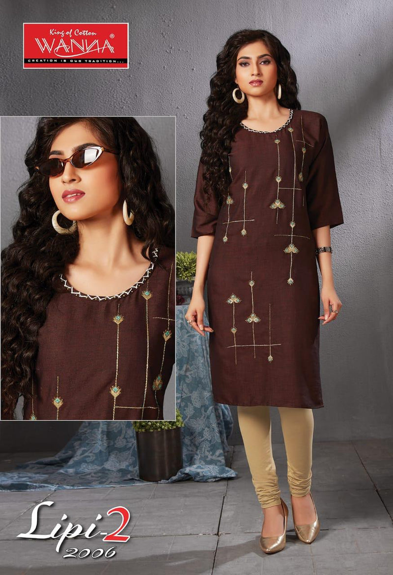 Wanna Lipi Vol 2 Rayon Embroidery Work Heavy Look Long Straight Casual Wear Fancy Kurits