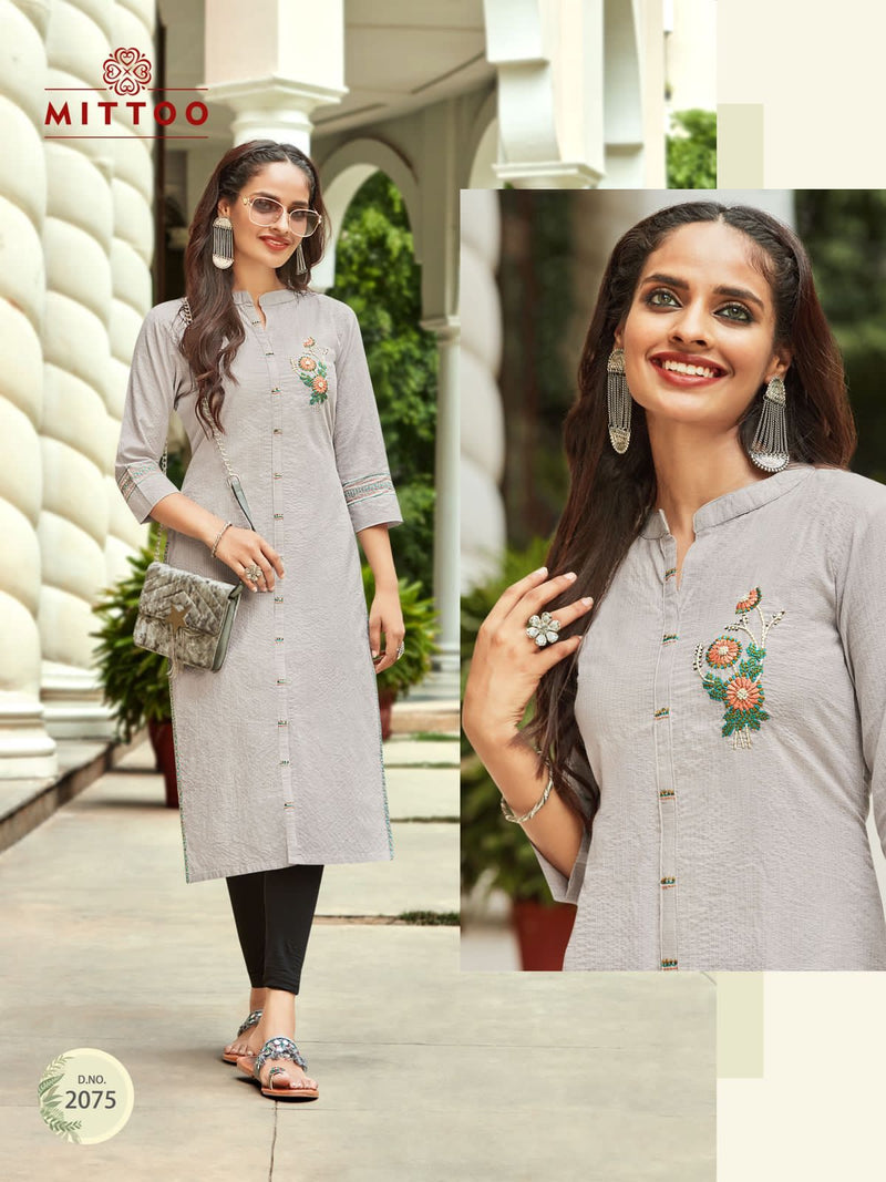 Mittoo Priyal Dno 2073 To 2078 Pure Cotton Daily Wear Stylish Designer Casual Kurti