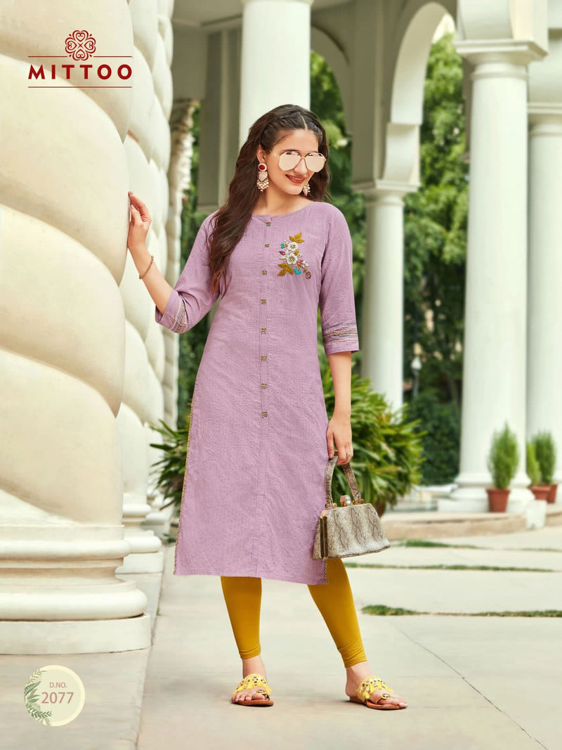 Mittoo Priyal Dno 2073 To 2078 Pure Cotton Daily Wear Stylish Designer Casual Kurti