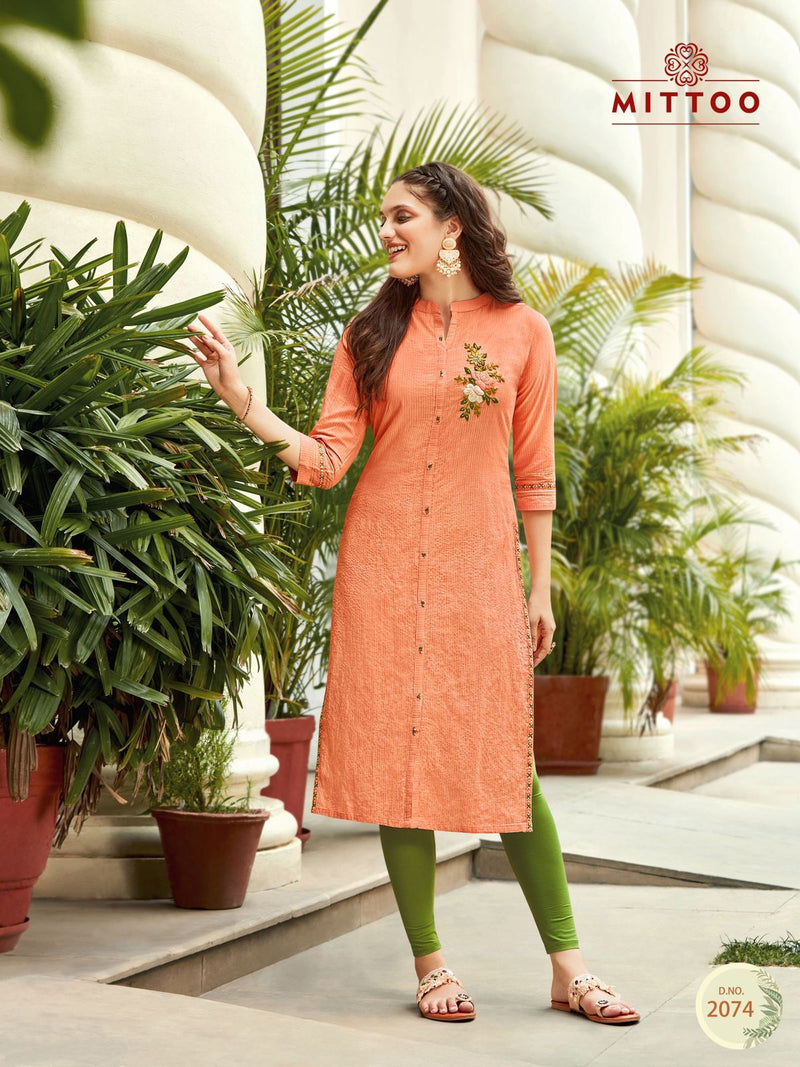 Mittoo Priyal Dno 2073 To 2078 Pure Cotton Daily Wear Stylish Designer Casual Kurti