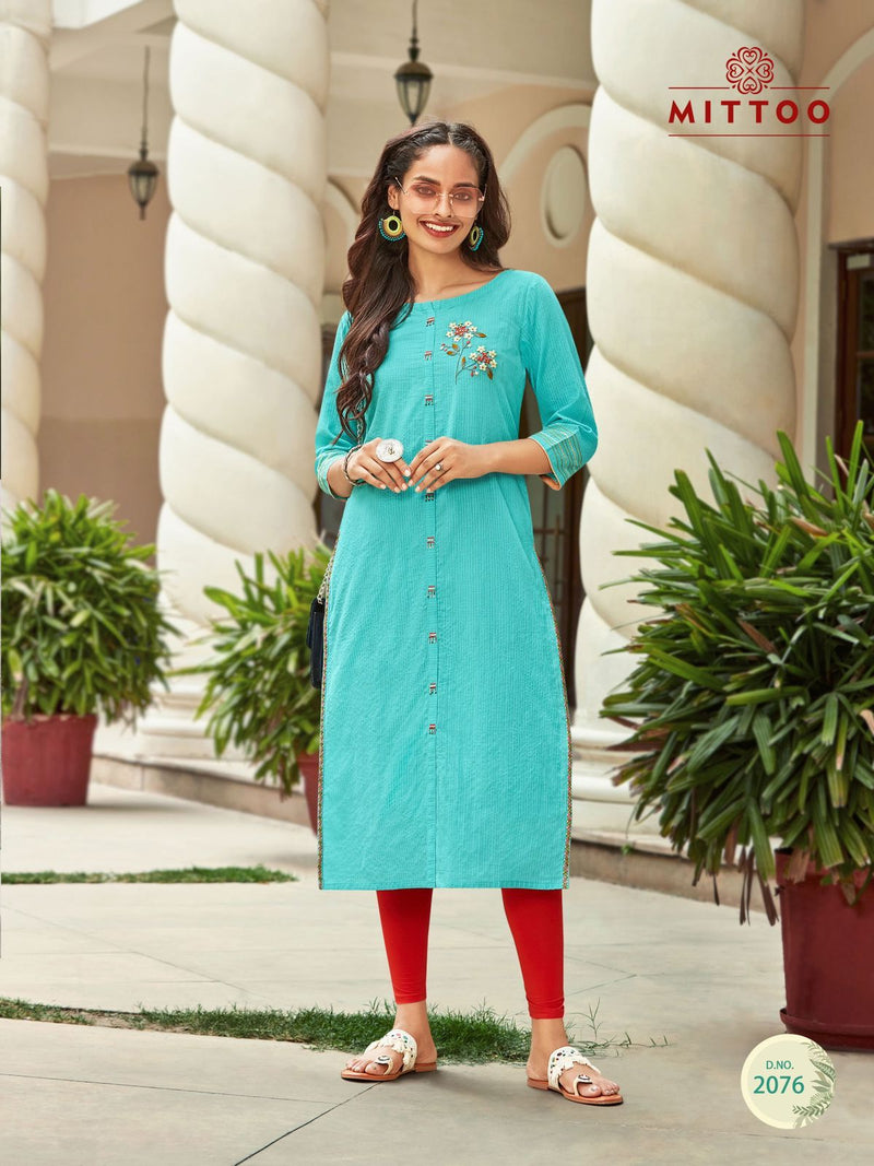 Mittoo Priyal Dno 2073 To 2078 Pure Cotton Daily Wear Stylish Designer Casual Kurti