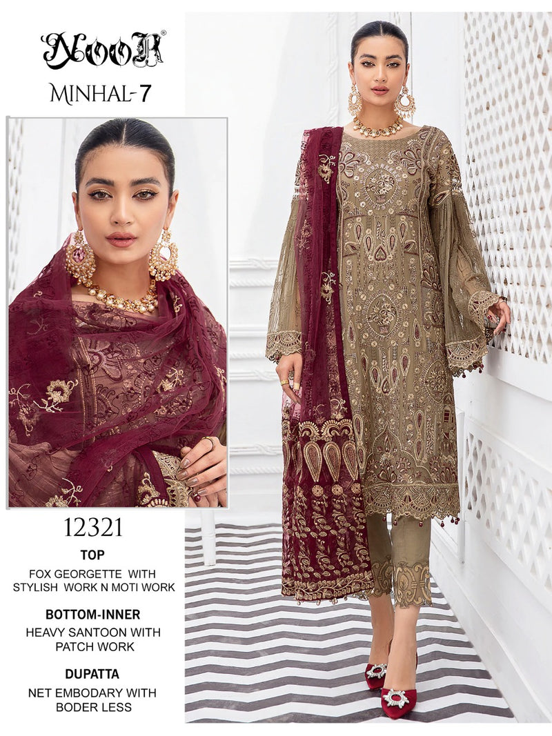 Noor Minhal Vol 7 Georgette With Heavy Embroidery Work Stylish Designer Pakistani Salwar kameez