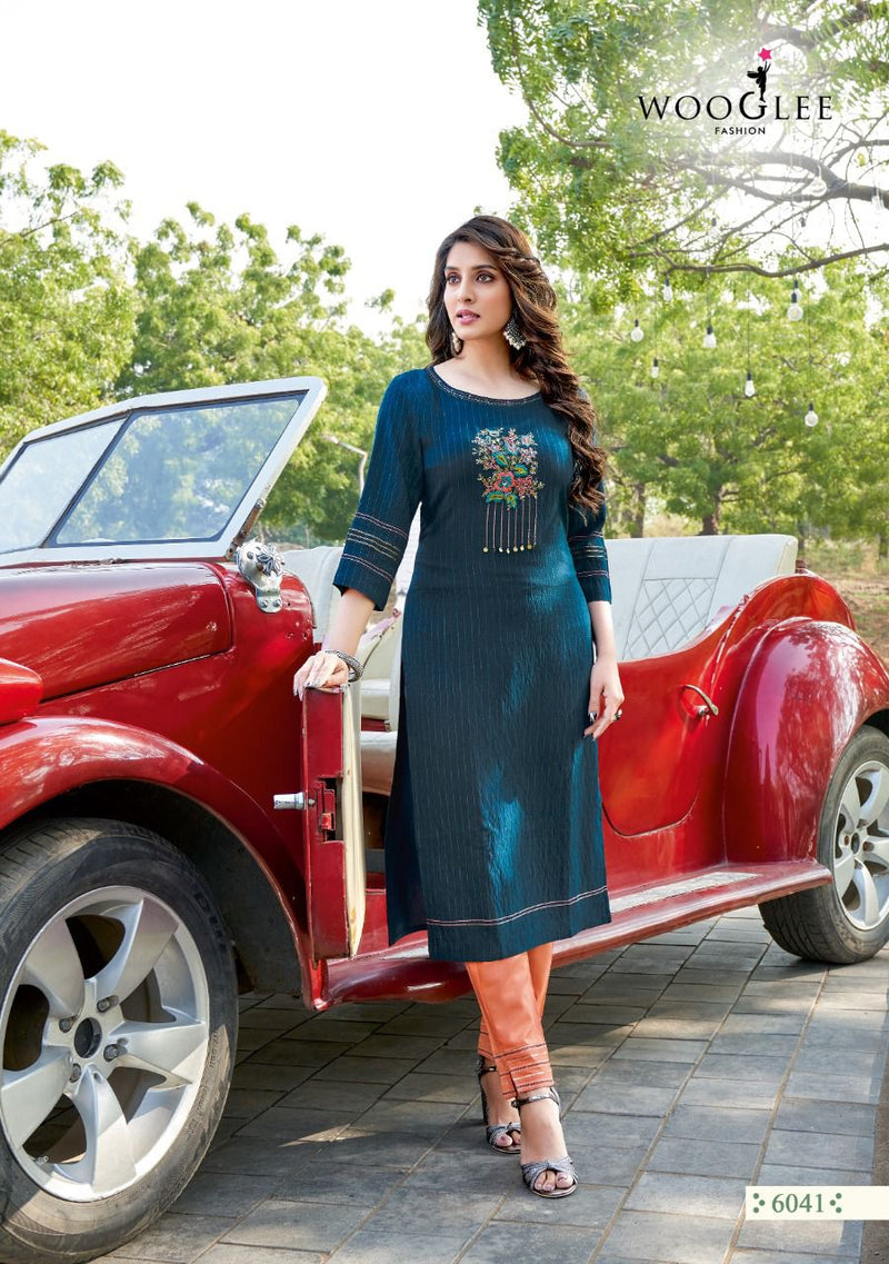 Wooglee Kesar Dno 6037 To 6042 Viscose Stylish Designer Party Wear Kurti