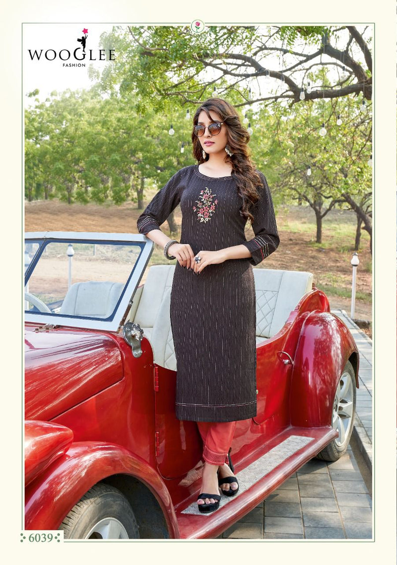 Wooglee Kesar Dno 6037 To 6042 Viscose Stylish Designer Party Wear Kurti