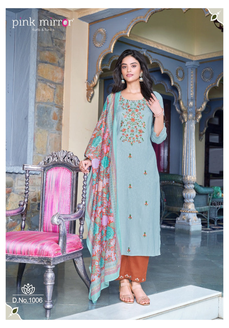 Pink Mirror Dno 1001 To 1006 Viscose Stylish Designer Party Wear Kurti with Dupatta