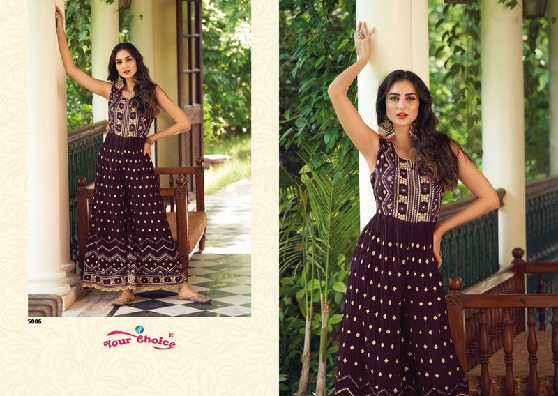 Your Choice Jump Suit Georgette With Embroidery Work Stylish Designer Party Wear Long Kurti