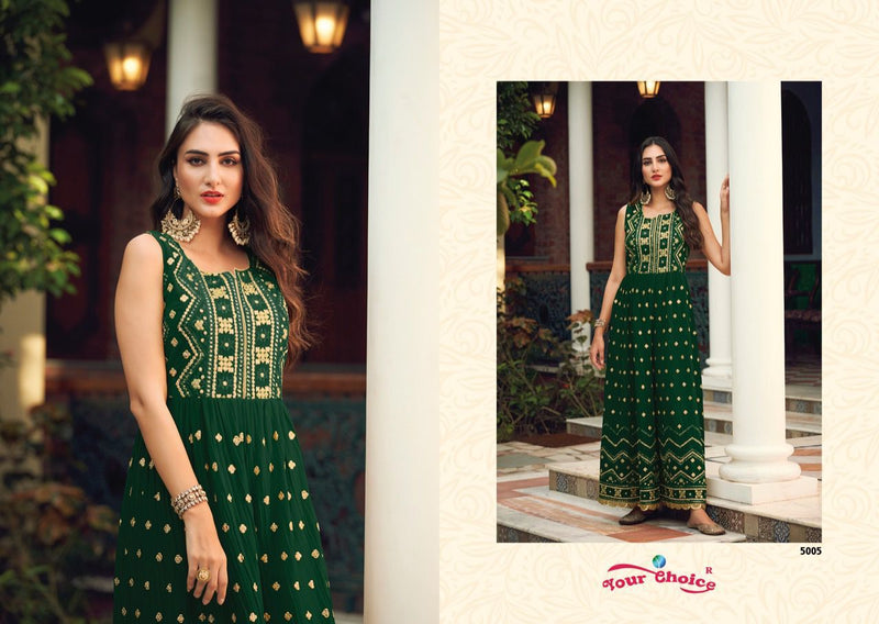 Your Choice Jump Suit Georgette With Embroidery Work Stylish Designer Party Wear Long Kurti