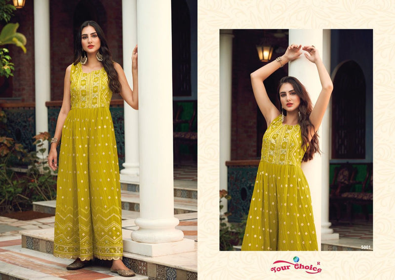 Your Choice Jump Suit Georgette With Embroidery Work Stylish Designer Party Wear Long Kurti