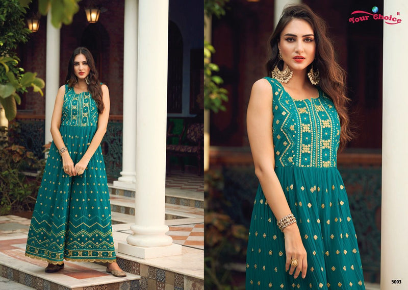 Your Choice Jump Suit Georgette With Embroidery Work Stylish Designer Party Wear Long Kurti