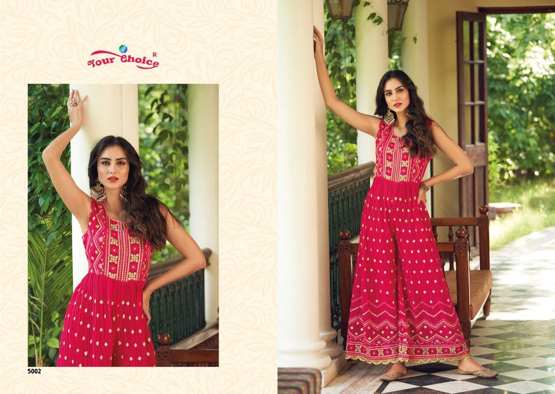 Your Choice Jump Suit Georgette With Embroidery Work Stylish Designer Party Wear Long Kurti