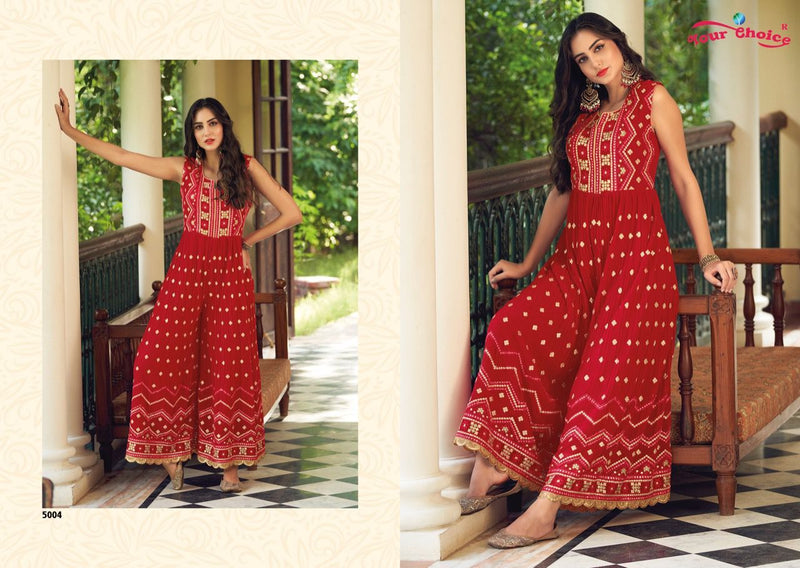 Your Choice Jump Suit Georgette With Embroidery Work Stylish Designer Party Wear Long Kurti