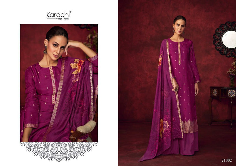 Karachi Kesar Dilreet Dola Jacouard With Embroidery Work Stylish Designer Casual Look Salwar Suit